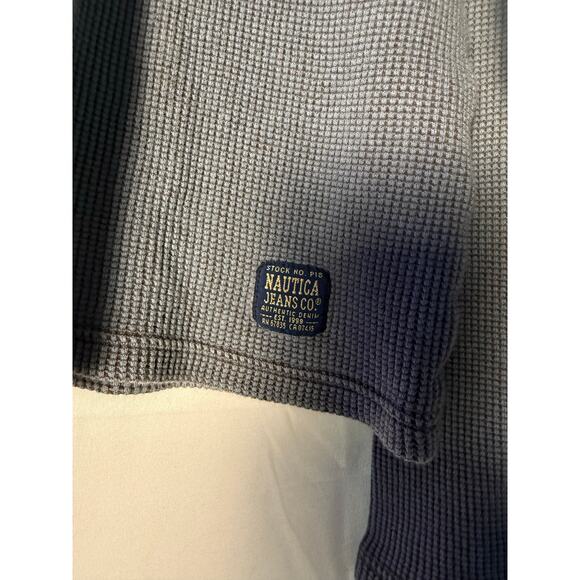 Nautical Dark Blue Thermal Knit V-neck Pullover Sweater Men's Size Large - Picture 3 of 4